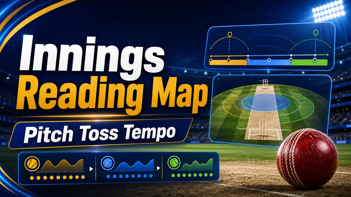 Innings Reading Map image with cricket pitch, ball, and Pitch Toss Tempo text.