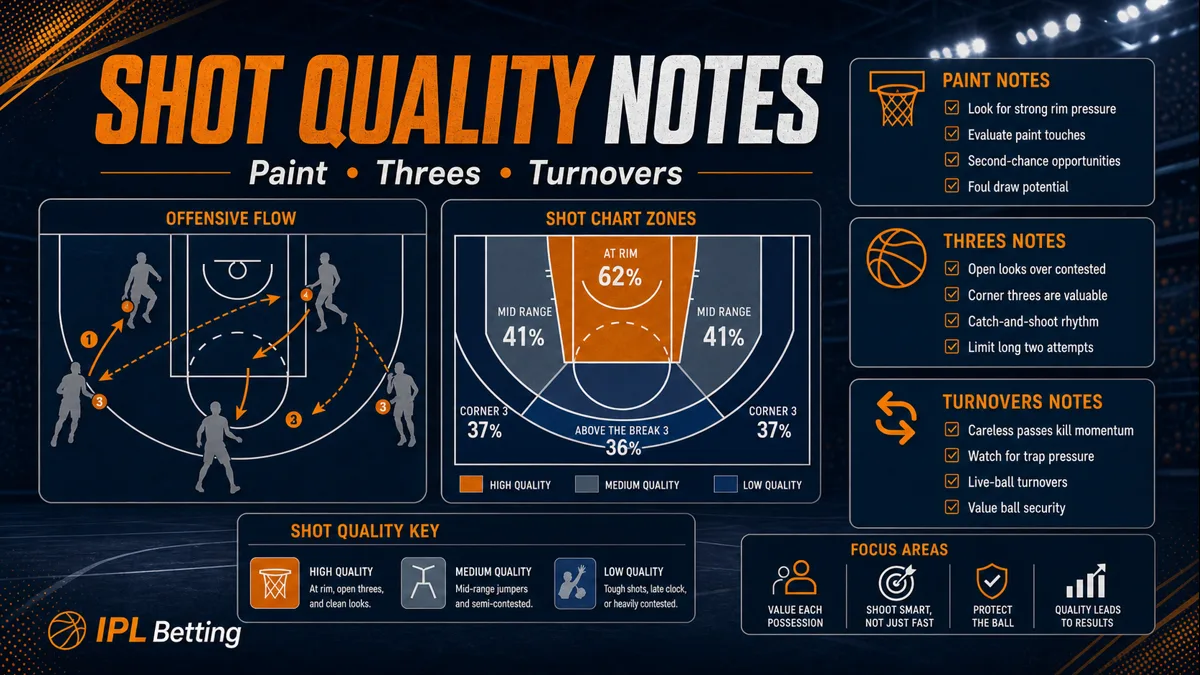 NBA shot quality notes with paint threes turnovers and court zones