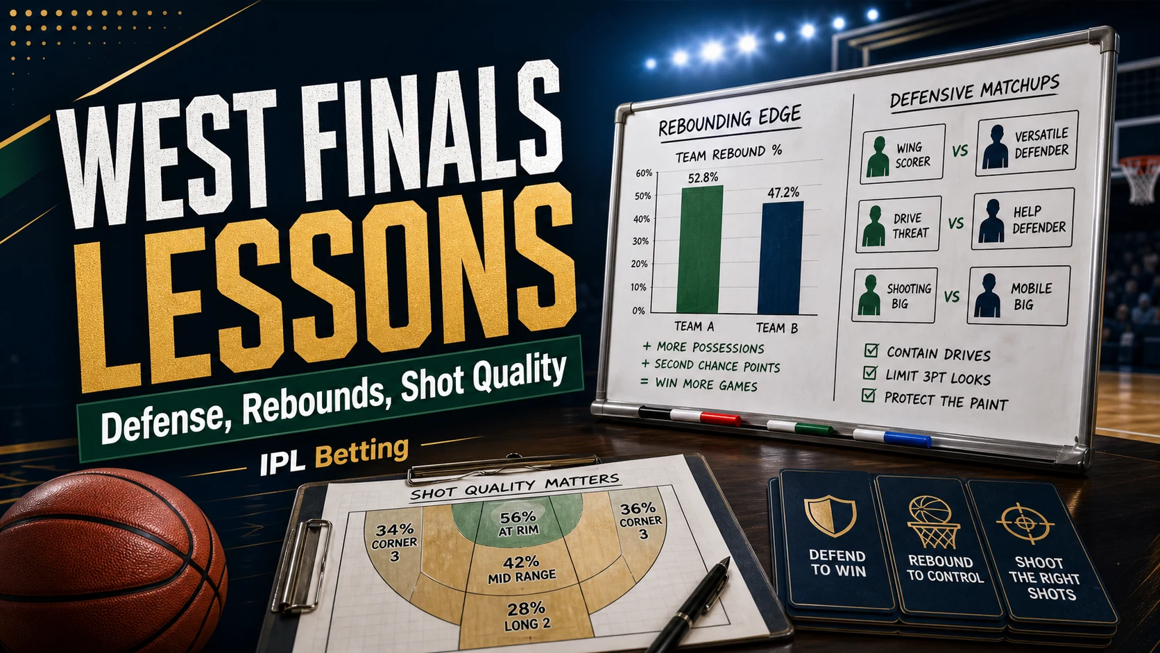 NBA West Finals lessons covering defense rebounds and shot quality