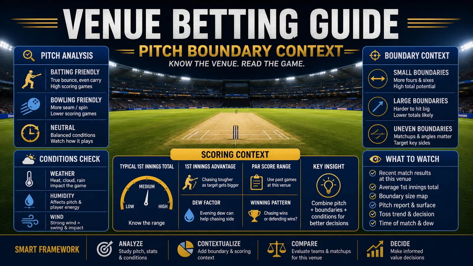 IPL Venue Betting Guide: Pitch, Boundary Size, and Scoring Context