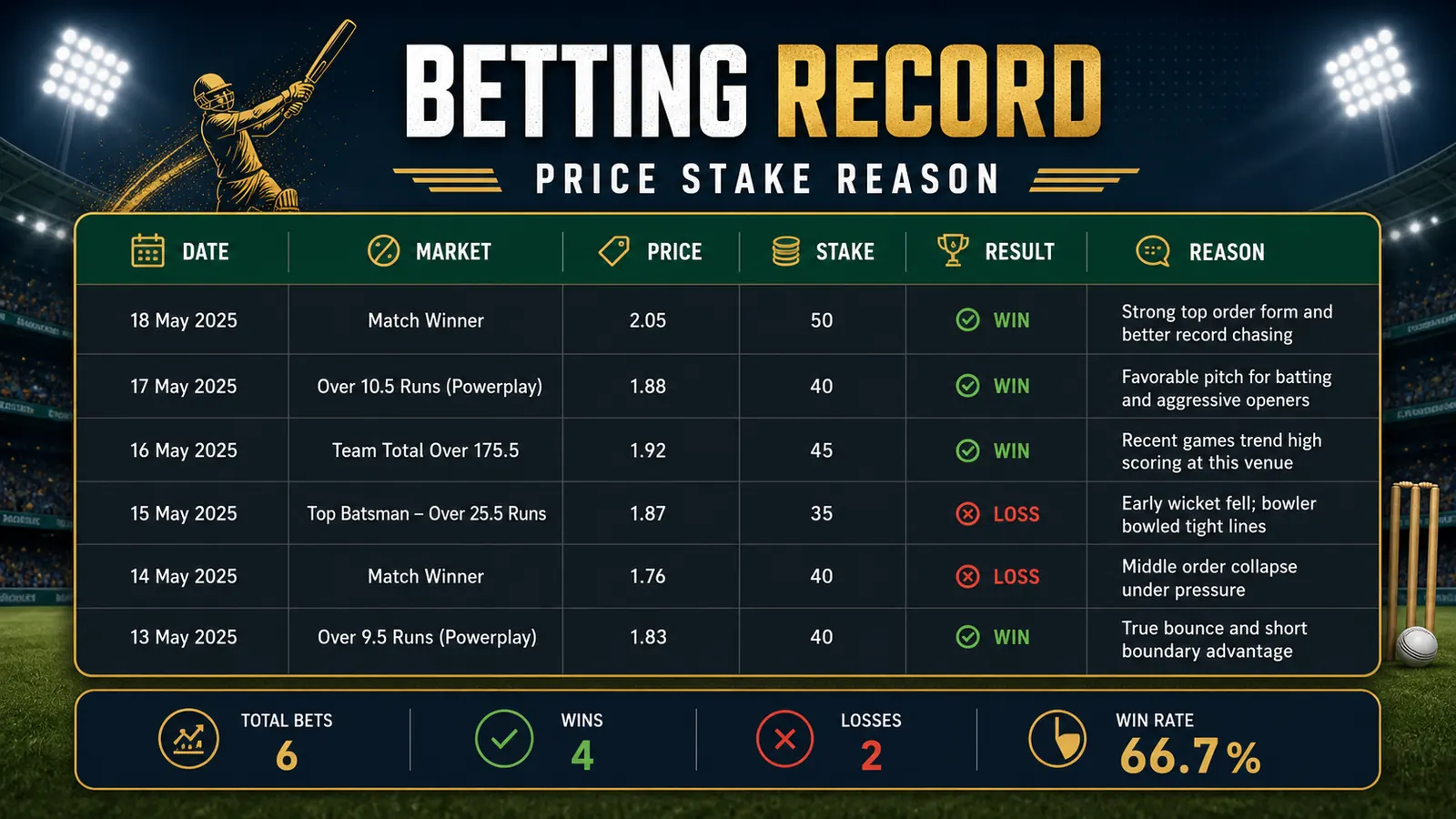 IPL Betting Record-Keeping Guide: Track Prices, Stakes, Results, and Decision Reasons