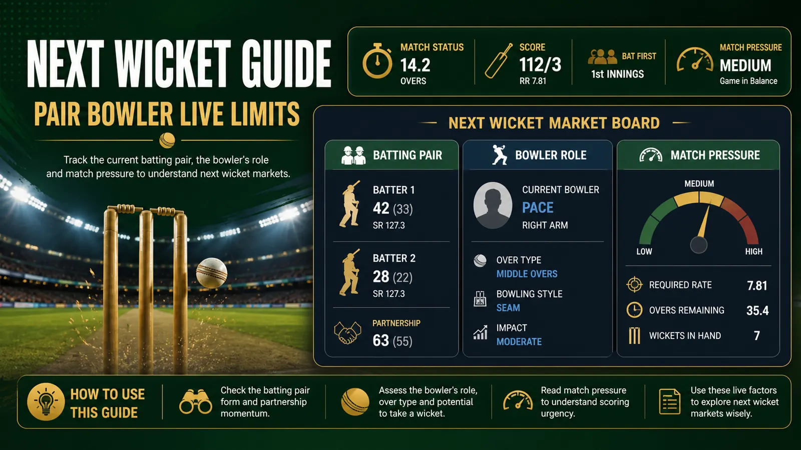 IPL Next Wicket Betting Guide: Batting Pair, Bowler Role, and Live-Market Limits