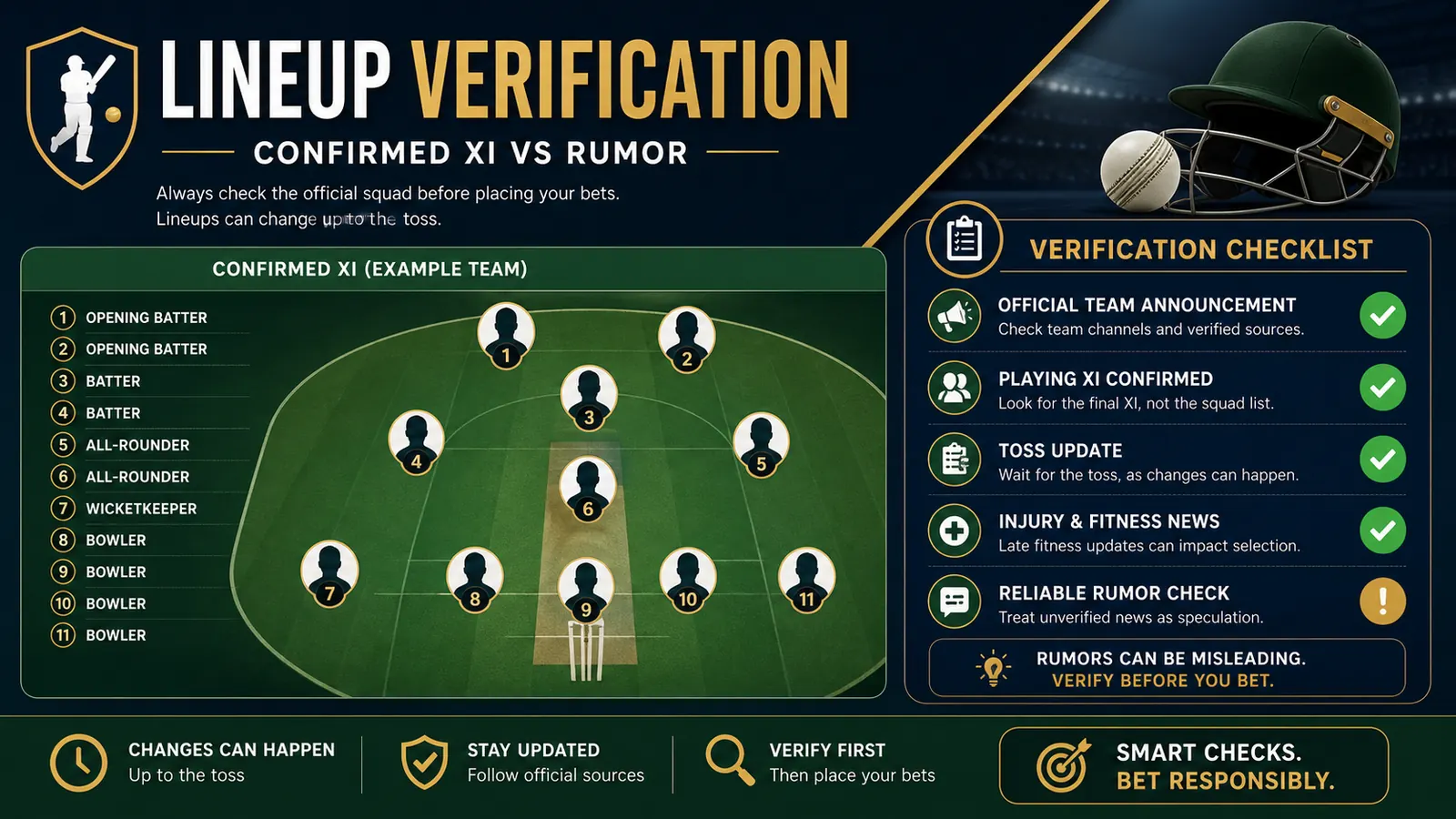 IPL team news verification checklist with confirmed XI, doubtful players, and role checks