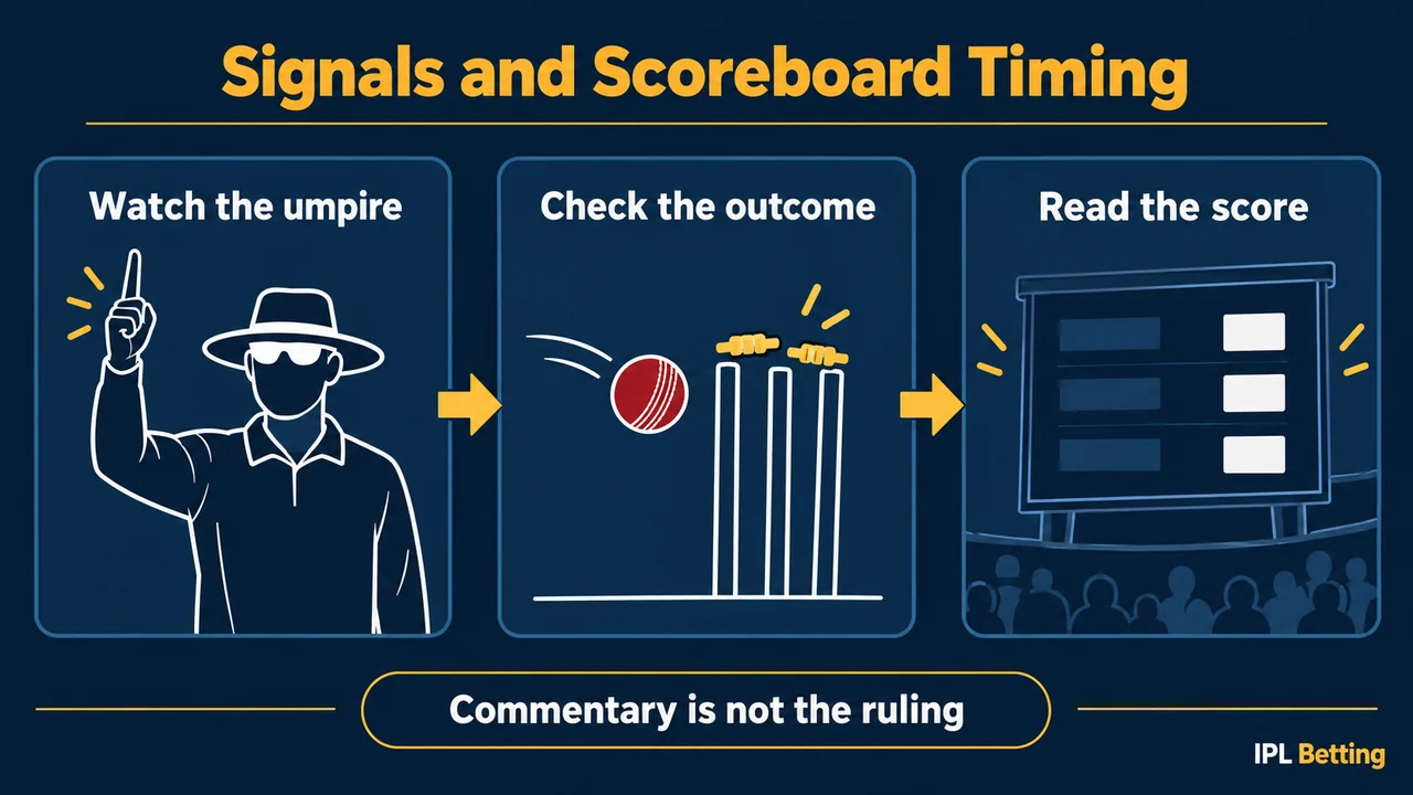 Original conceptual illustration. Watch the umpire before reconciling the outcome with the scoreboard.