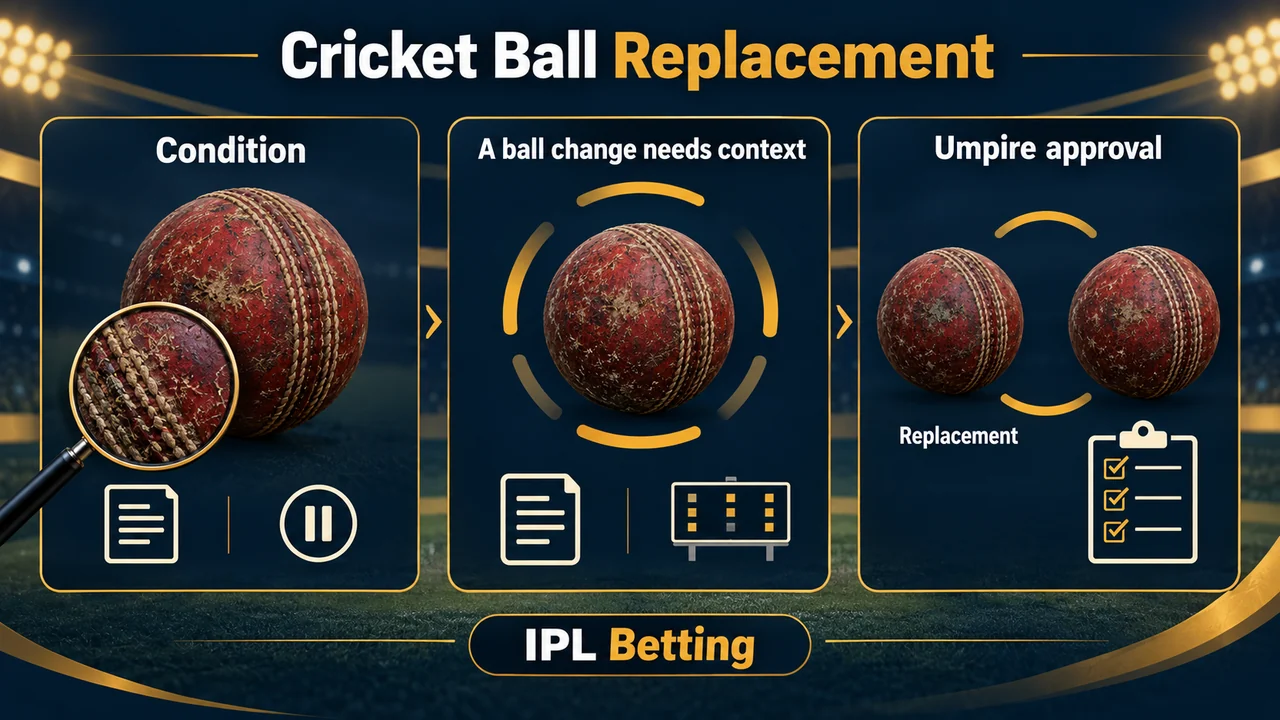 Original conceptual illustration. Replacement requires an umpire’s decision and context about the ball’s condition.
