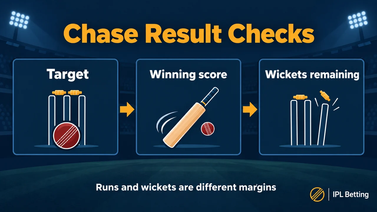 Original conceptual illustration. For a successful chase, read the target, winning score and wickets remaining together.