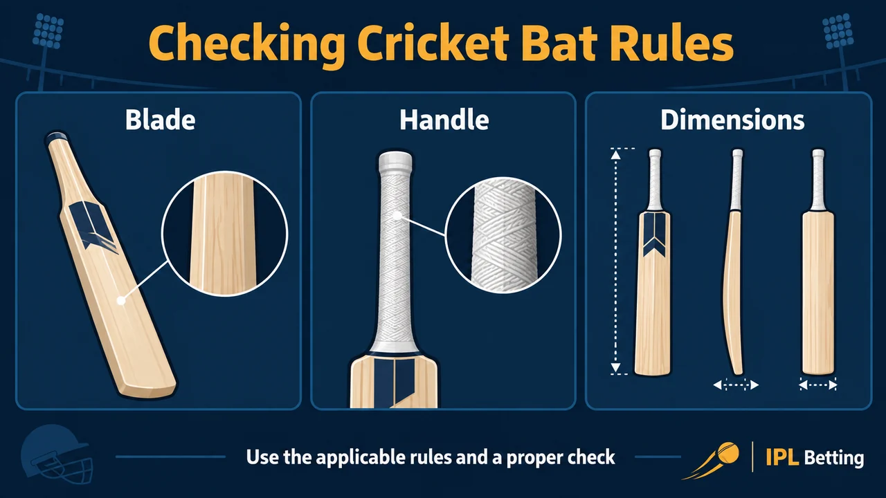 Original conceptual illustration. A bat’s blade, handle and dimensions are separate parts of an equipment check.